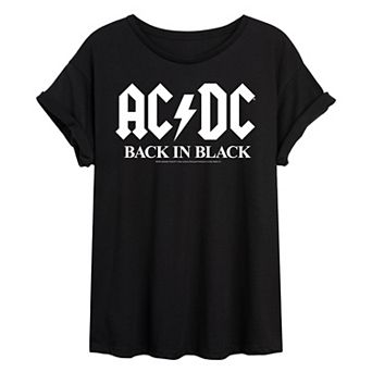 Juniors' AC/DC "Back In Black" Oversized Tee