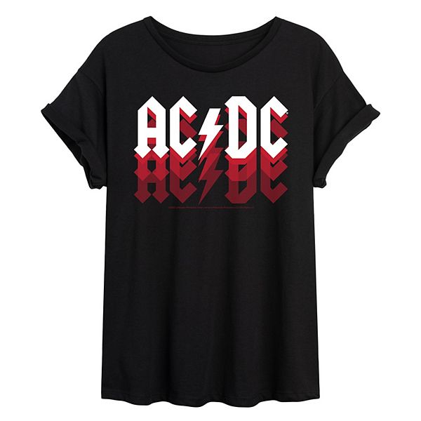 Juniors' AC/DC Logo Oversized Graphic Tee