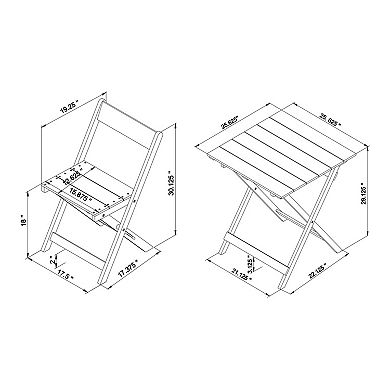 Linon Rockport Bistro Square Patio Table & Chair 3-piece Set