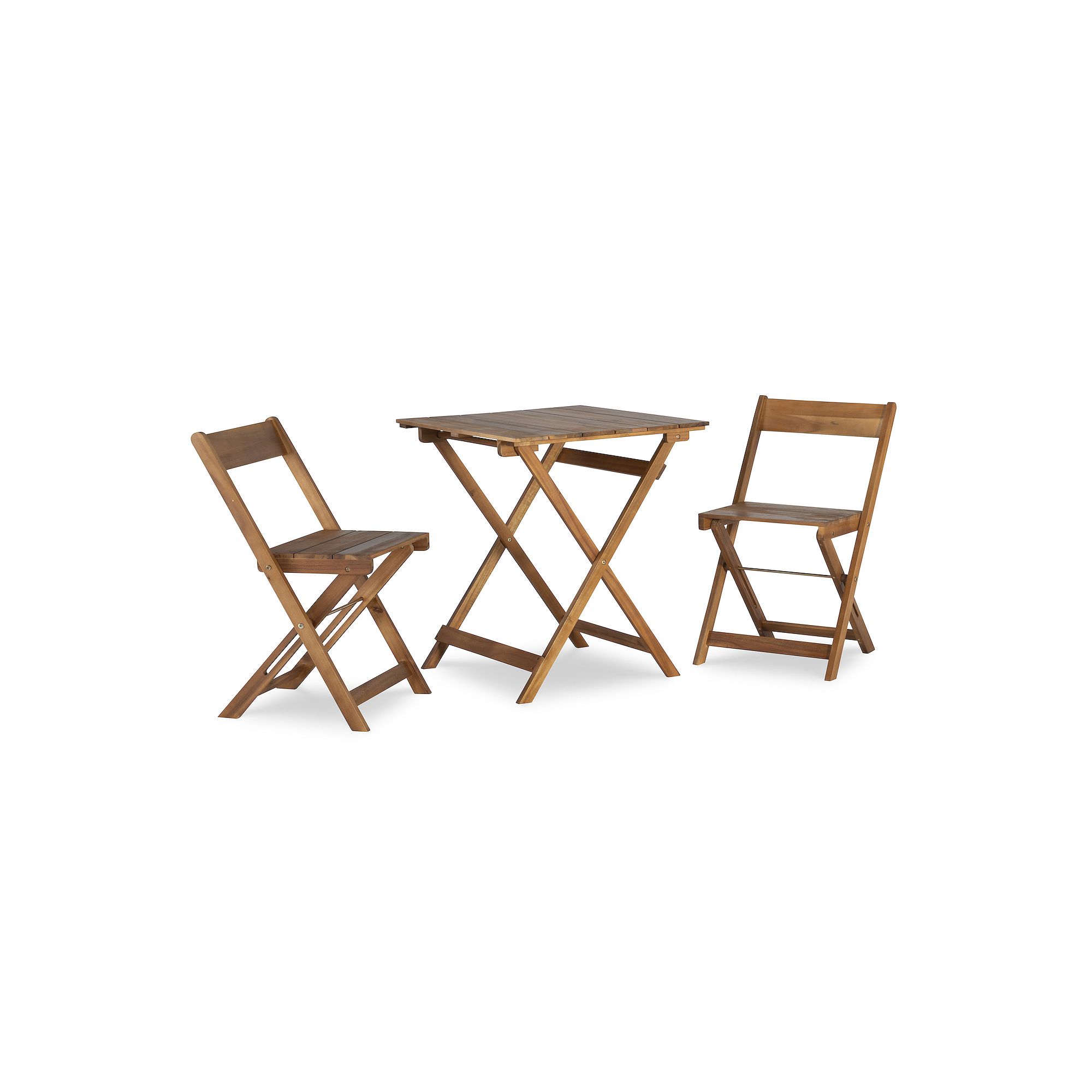 Linon Rockport Bistro Square Patio Table & Chair 3-piece Set, Brown