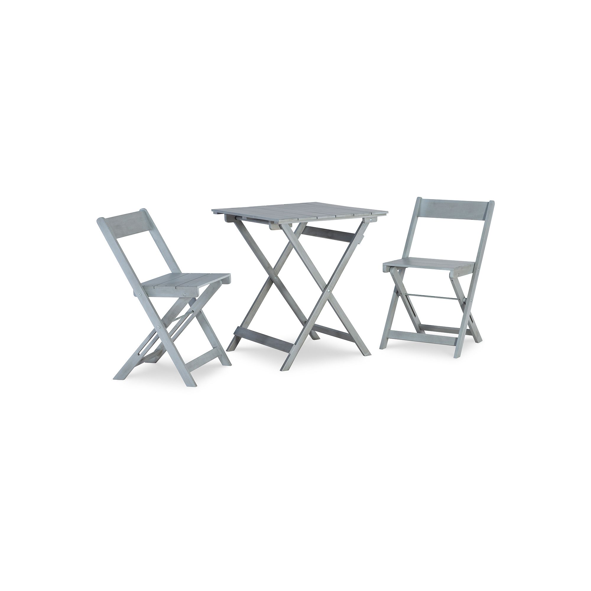 Linon Rockport Bistro Square Patio Table & Chair 3-piece Set, Gray