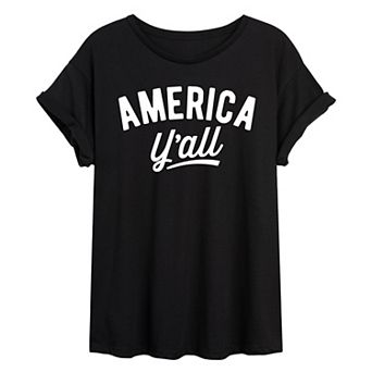 Juniors' "America Yall" Oversized Tee