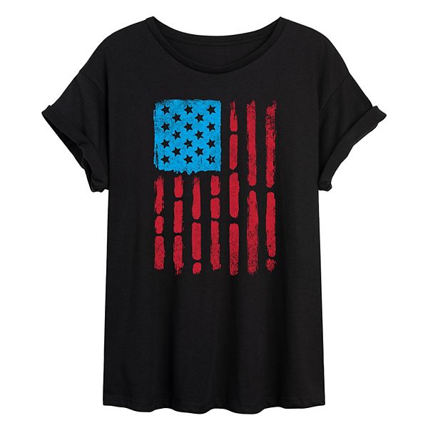 Juniors' USA Flag Flowy Tee