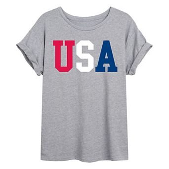Juniors' Americana USA Oversized Tee
