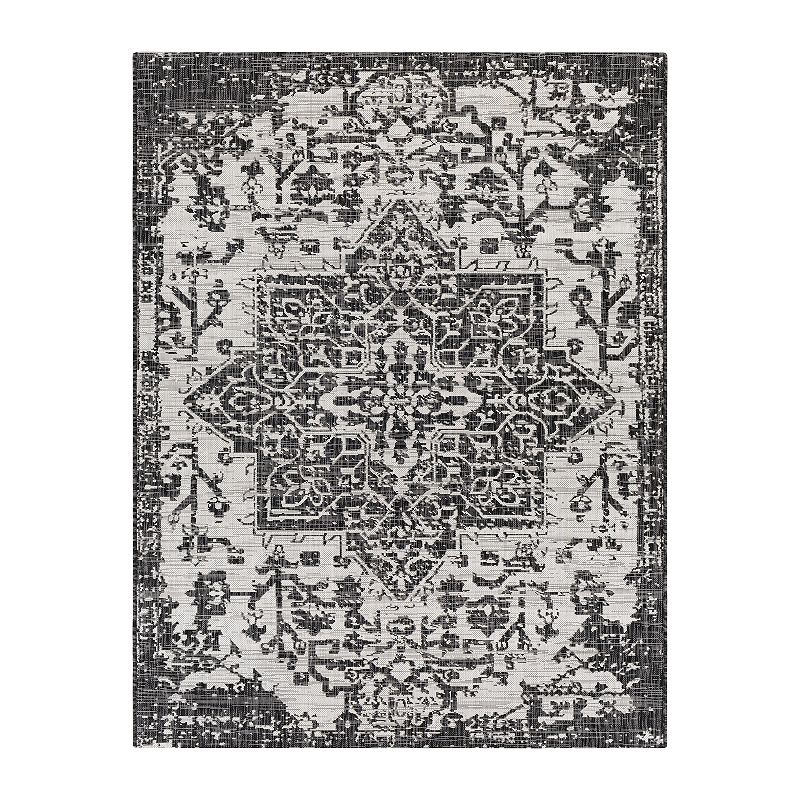 Decor 140 Edana Indoor Outdoor Traditional Area Rug, Black, 8X10FT OVL