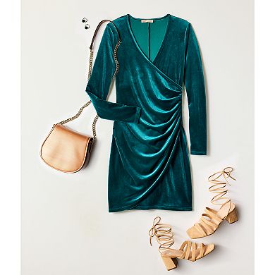 Women's INTEMPO Velvet Faux-Wrap Dress
