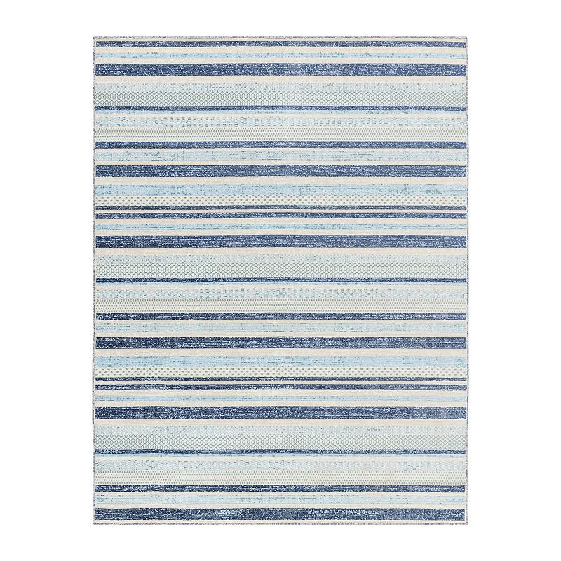 Decor 140 Beasley Indoor Outdoor Modern Area Rug, Blue, 7X9 Ft