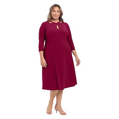 Plus Size London Times Multi Keyhole Midi Dress