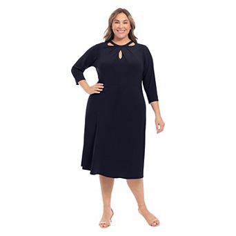 Plus Size London Times Multi Keyhole Midi Dress
