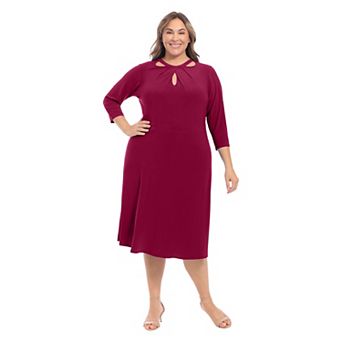 Plus Size London Times Multi Keyhole Midi Dress