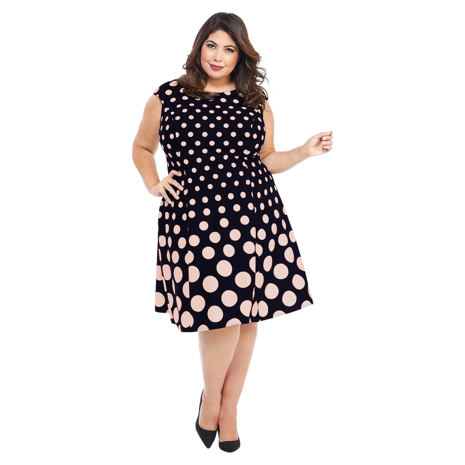 Женские платья London Times Plus Size London Times Cap Sleeve Fit & Flare Dress