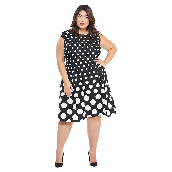 Plus Size London Times Cap Sleeve Fit & Flare Dress