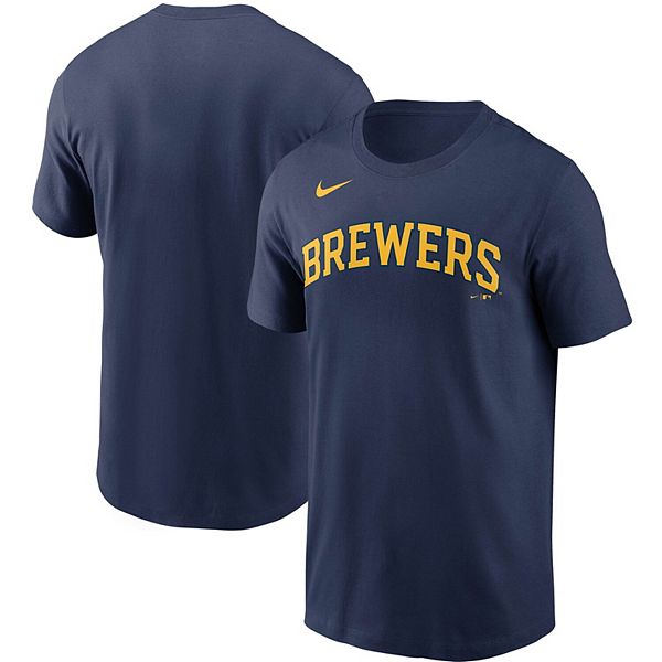 Men's Nike Navy Milwaukee Brewers Team Wordmark T-Shirt
