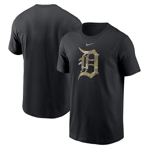 Men's Nike Black Detroit Tigers Camo Logo Team TShirt