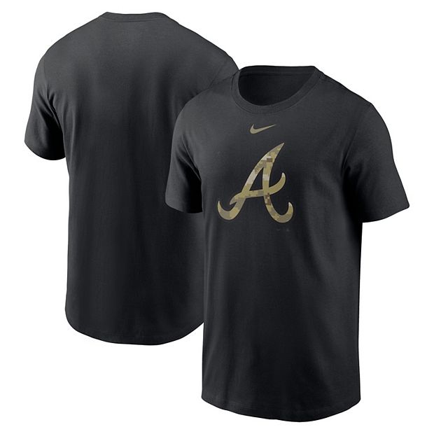 Men's Nike Black Atlanta Braves Camo Logo Team T-Shirt