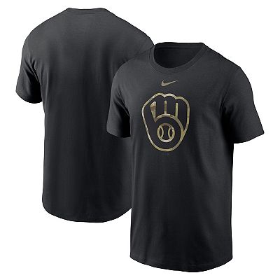 Men s Nike Black Milwaukee Brewers Camo Logo Team T Shirt