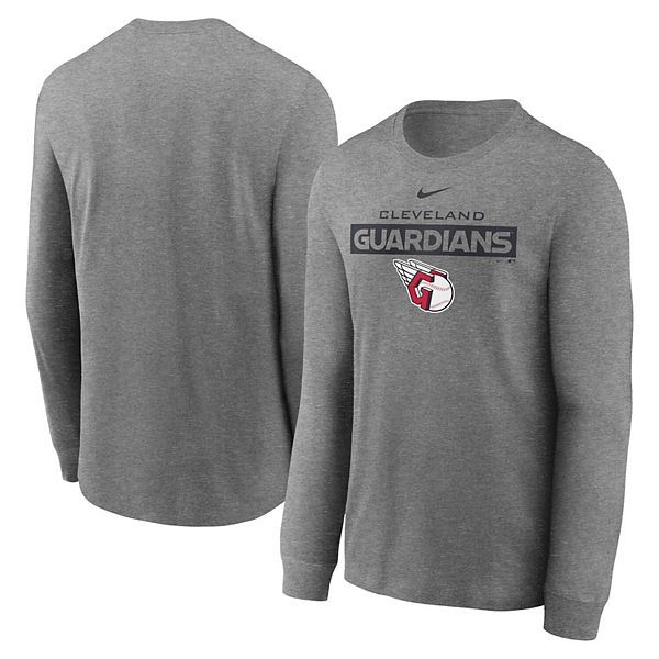 Men's Nike Heather Charcoal Cleveland Guardians Long Sleeve T-Shirt