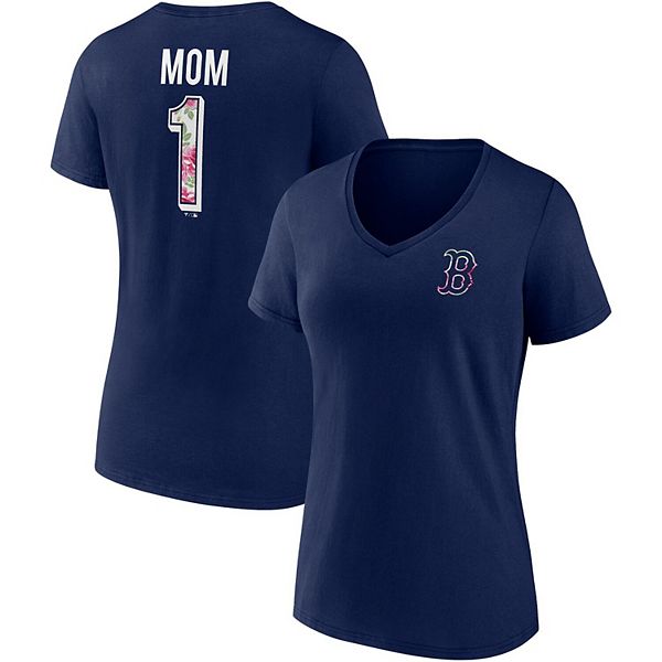 Women's Fanatics Branded Navy Boston Red Sox Team Mother's Day V-Neck T- Shirt