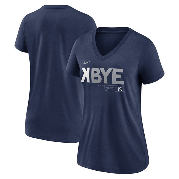 Women's New York Yankees Navy Nike K-Bye Tri-Blend V-Neck T-Shirt