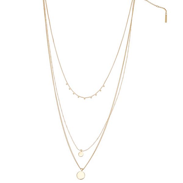 Nine West Gold Tone 3 Row Pendant Necklace