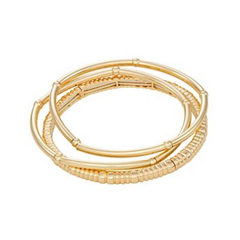 Nine West Gold Tone 3 Row Stretch Bracelet
