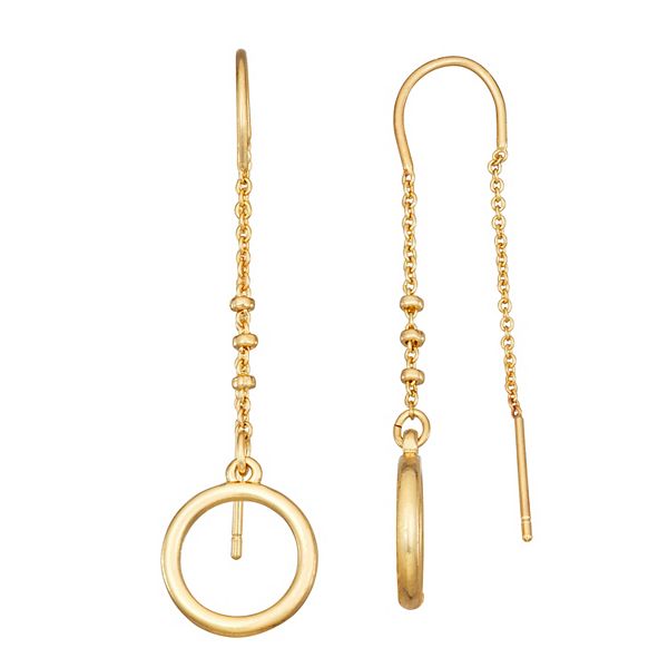 Nine West Gold Tone Linear Threader Earrings