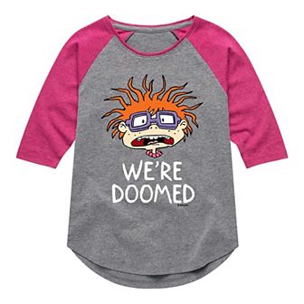 Girls 7-16 Rugrats "We're Doomed" Raglan Graphic Tee
