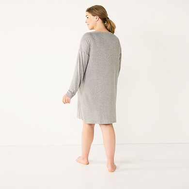 Plus Size Sonoma Goods For Life® Cozy Long Sleeve V-Neck Sleepshirt 