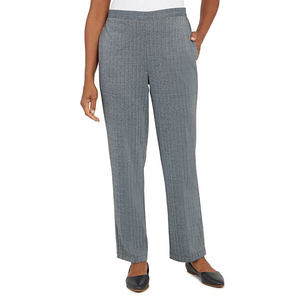 Womens Alfred Dunner Empire State Herringbone Pull On Straight Leg Pants 3734