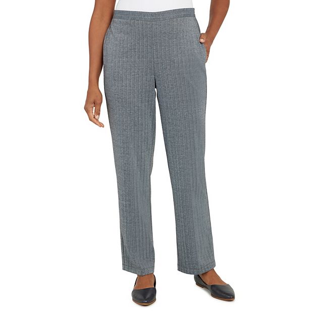 Herringbone Straight Leg Pull-On Pants