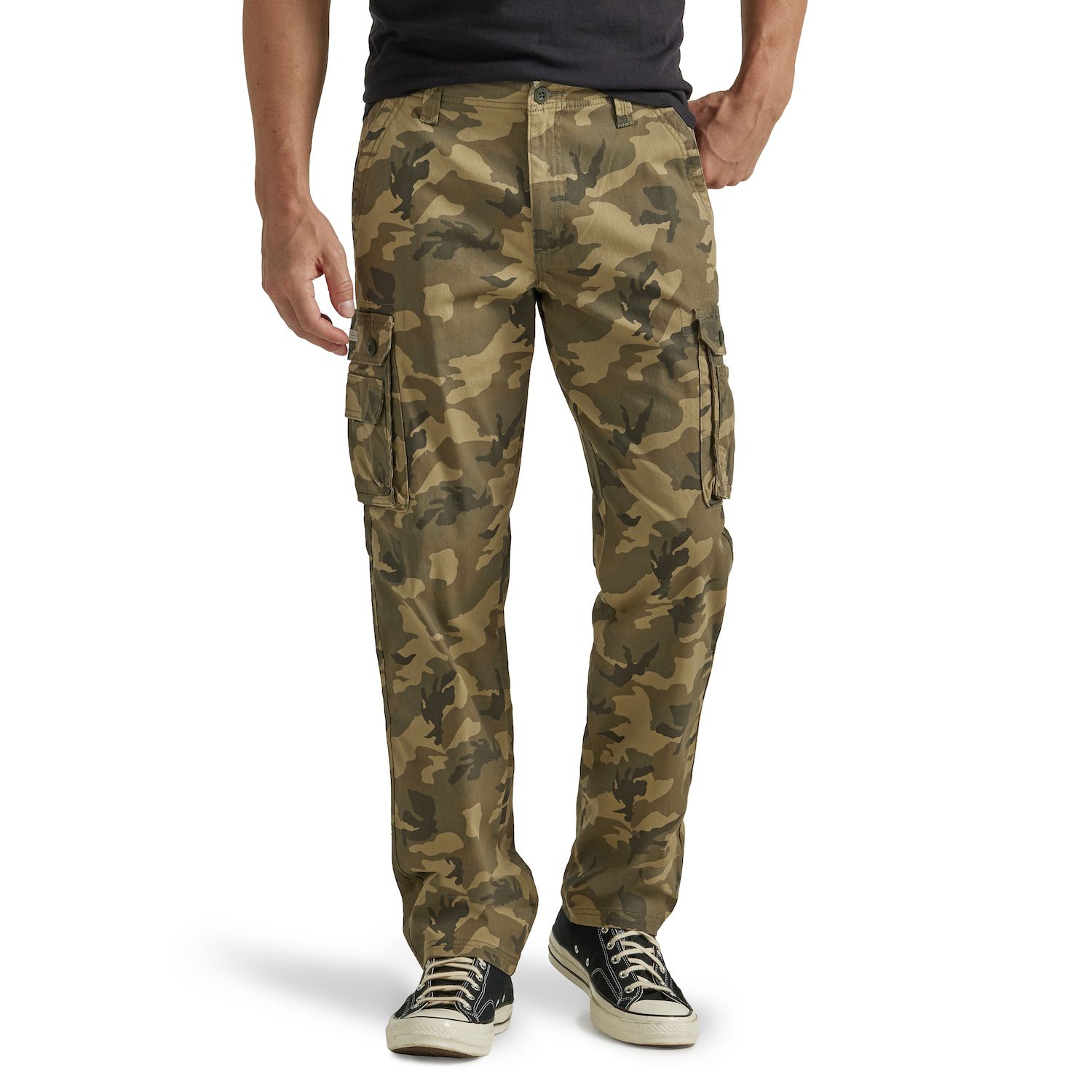 Lee Men's Wyoming Relaxed Fit Cargo Pant, Green Camo, 32W X 34L