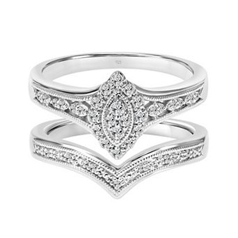 Love Always Sterling Silver 1/5 Carat T.W. Diamond Marquise-Shape Engagement Ring Set