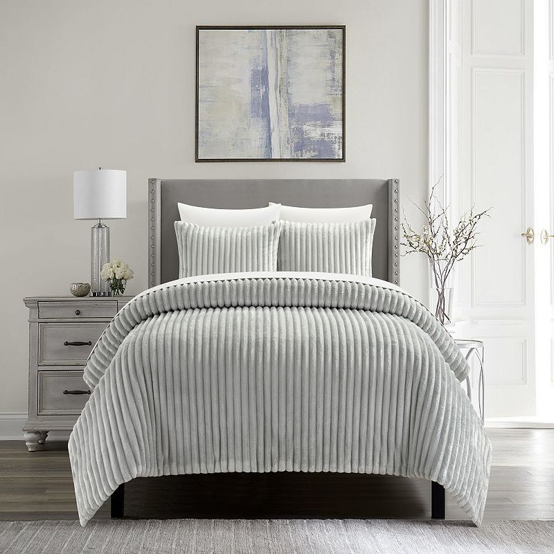 Chic Home Fargo Microplush Comforter Set With Shams, Grey, Twin