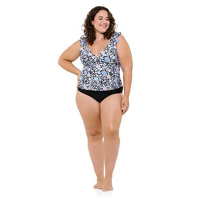 Plus Size Freshwater Ruffled Strap Tankini Top