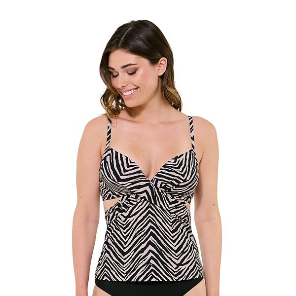 Draped Blouson Tankini Top in French Paisley Black – Mazu Apparel