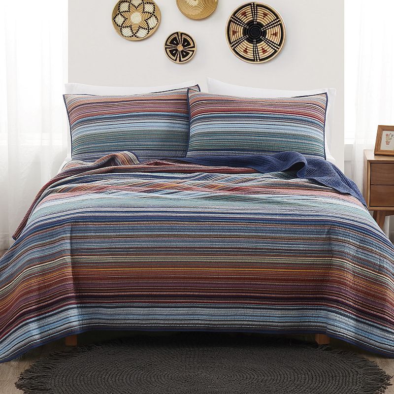 Brooklyn Loom Met Stripe Yarn Dye Quilt Set with Shams, Multicolor, Queen