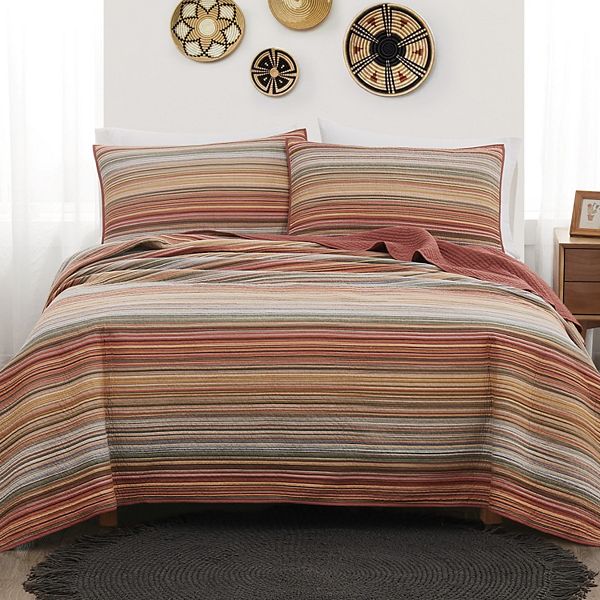 Brooklyn Loom Sunset Stripe Yarn Dye Quilt Set with Shams