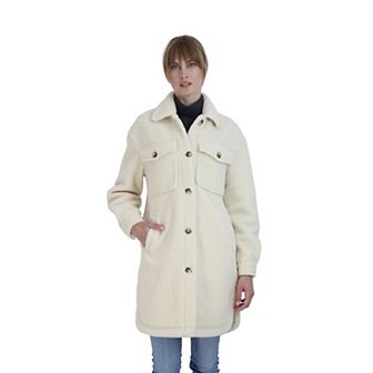 Women's Sebby Collection Reversible Teddy Sherpa Shacket
