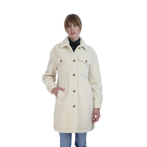 Shop Something Navy Reversible Faux Shearling Coat