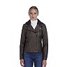 Women's Sebby Collection Hooded Faux-Leather Moto Jacket