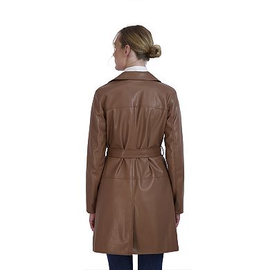 Women's Sebby Collection Faux-Leather Trench Coat