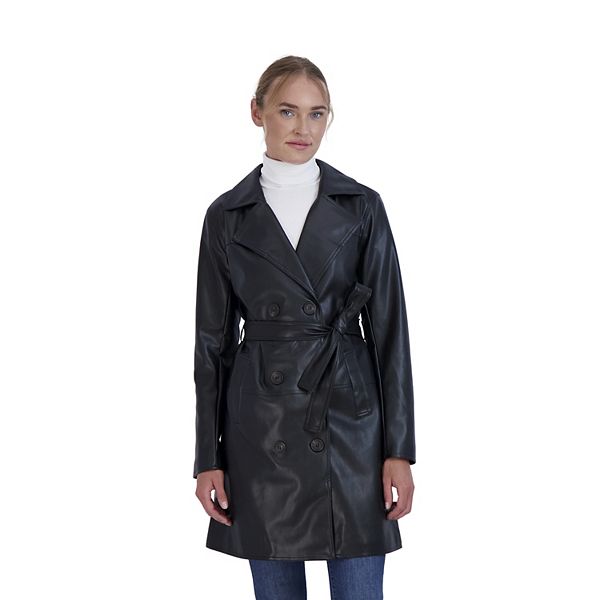 Women's Sebby Collection Faux-Leather Trench Coat