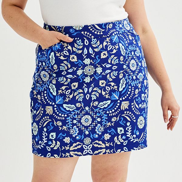 Plus Size Croft & Barrow&reg; Effortless Stretch Skort - Navy Mirror Garden (30 W)