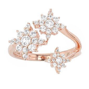 14k Rose Gold Over Silver Lab-Created White Sapphire Cluster Ring