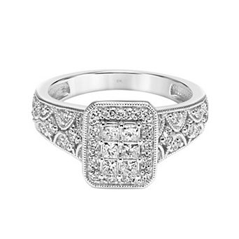 Love Always 10k White Gold 3/4 Carat T.W. Diamond Halo Engagement Ring