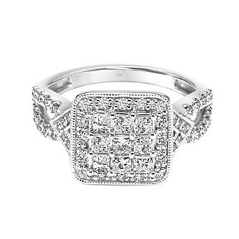 Love Always 10k White Gold 1 Carat T.W. Diamond Halo Engagement Ring