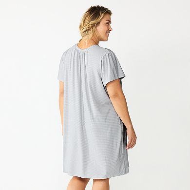 Plus Size Croft & Barrow® Short Sleeve Henley Short Sleeve Nightgown