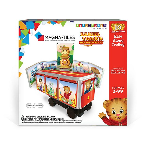 National Brands Daniel Tiger Ride-Along Trolley Magna Tiles Learning and  Dexterity Toy
