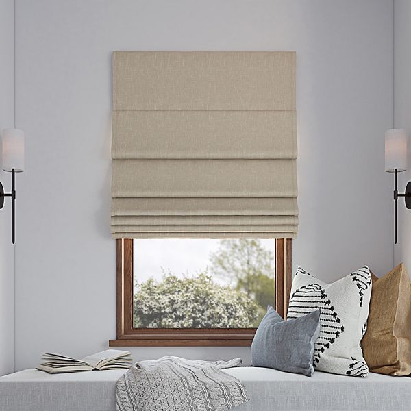 27&#34;x64&#34; Sun Zero 100% Blackout Pryer Textured Cordless Roman Window Shade Stone