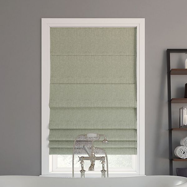 Sun Zero Pryer Textured 100% Blackout Cordless Roman Shade 64" Length - Sage Green (27X64)